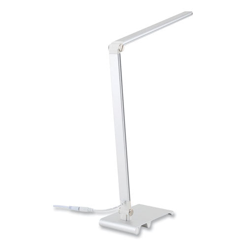 V-Light Led Desk Lamp With Dimmer 2-point Adjustable Neck 15" High Silver