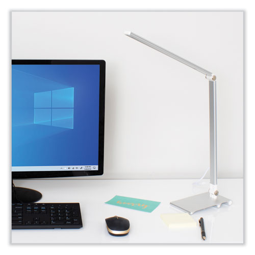 V-Light Led Desk Lamp With Dimmer 2-point Adjustable Neck 15" High Silver