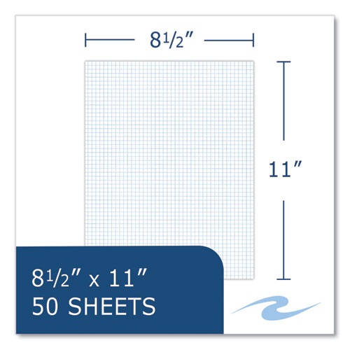 Roaring Spring Gummed Pad 5 Sq/in Quadrille Rule 50 White 8.5x11 Sheets 72/Case