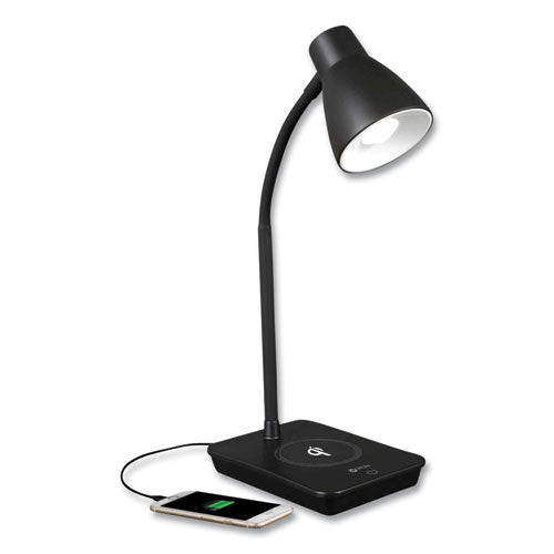 OttLite Wellness Series Infuse Led Desk Lamp With Wireless And Usb Charging 15.5" High Black