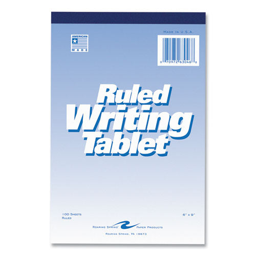 Roaring Spring Writing Tablet Wide/legal Rule 100 White 6x9 Sheets 48/Case