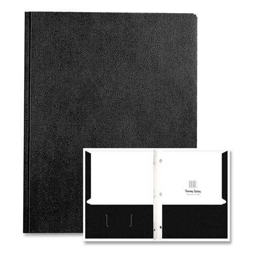 Roaring Spring Pocket Folder With 3 Fasteners 0.5" Capacity 11x8.5 Black 25/box 10 Boxes/Case