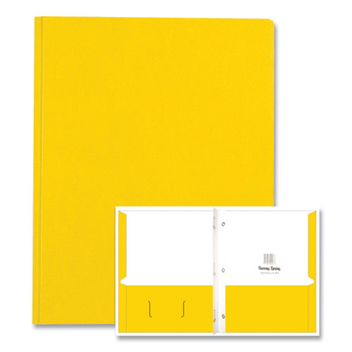 Roaring Spring Pocket Folder With 3 Fasteners 0.5" Capacity 11x8.5 Yellow 25/box 10 Boxes/Case