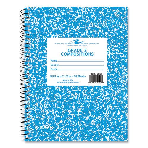 Roaring Spring Composition Book 1-subject Grade 2 Manuscript Format Blue Cover (36) 9.75x7.5 Sheet 48/ct
