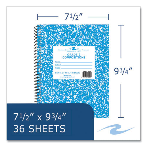 Roaring Spring Composition Book 1-subject Grade 2 Manuscript Format Blue Cover (36) 9.75x7.5 Sheet 48/ct