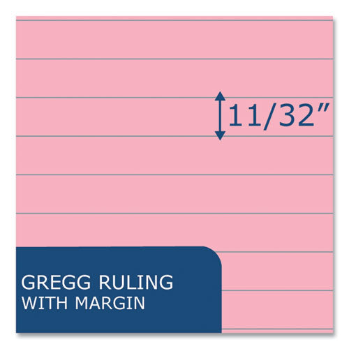 Roaring Spring Enviroshades Steno Pad Gregg Rule White Cover 80 Pink 6x9 Sheets 24 Pads/Case