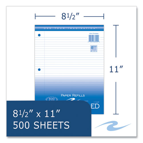 Roaring Spring Loose Leaf Paper 8.5x11 3-hole Punched College Rule White 500 Sheets/pack 5 Packs/Case