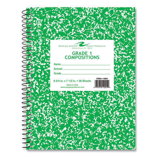Roaring Spring Wirebound Composition Book 1 Subject Manuscript Format Green Cover (36) 9.75x7.5 Sheet 48/ct Ships In 4-6 Bus Days