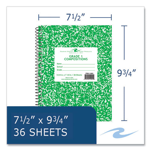 Roaring Spring Wirebound Composition Book 1 Subject Manuscript Format Green Cover (36) 9.75x7.5 Sheet 48/ct Ships In 4-6 Bus Days