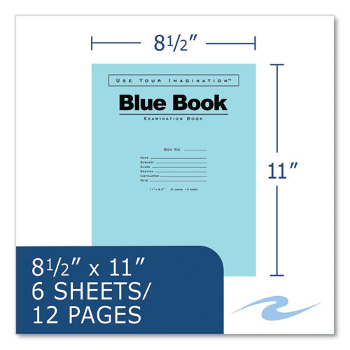 Roaring Spring Examination Blue Book Wide/legal Rule Blue Cover (6) 11x8.5 Sheets 500/Case