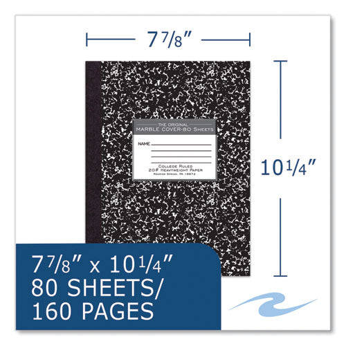 Roaring Spring Hardcover Composition Book Med/college Rule Black Marble Cover (80) 10.25x7.88 Sheet 24/ct Ships In 4-6 Bus Days