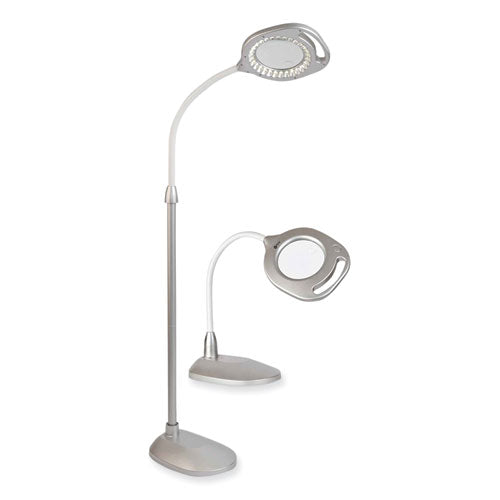 OttLite 2-in-1 Led Magnifier Floor And Table Light 39.5" High Silver/white