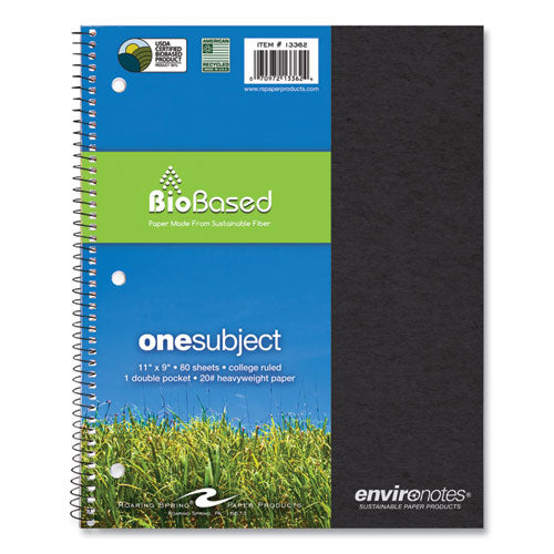 Roaring Spring Earthtones Biobased  1 Subject Notebook Med/college Rule Random Asst Covers (80) 11x9 Sheets 24/ct Ships In 4-6 Bus Days