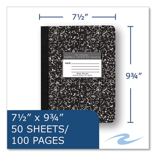 Roaring Spring Hardcover Marble Composition Book Wide/legal Rule Black Marble Cover (50) 9.75x7.5 Sheet 48/ct Ships In 4-6 Bus Days