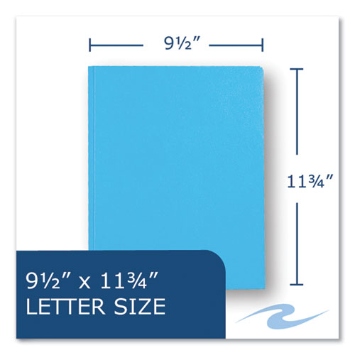 Roaring Spring Pocket Folder With 3 Fasteners 0.5" Capacity 11x8.5 Light Blue 25/box 10 Boxes/Case