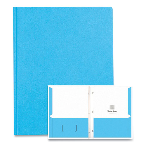Roaring Spring Pocket Folder With 3 Fasteners 0.5" Capacity 11x8.5 Light Blue 25/box 10 Boxes/Case