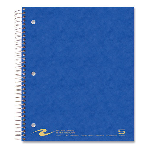 Roaring Spring Subject Wirebound Notebook 5-subject Medium/college Rule Asst Cover (200) 11x9 Sheets 12/Case Ships In 4-6 Bus Days