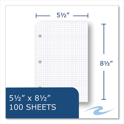 Roaring Spring Graph Filler Paper 3-hole Quadrille: 5 Sq In (100) 8.5x5.5 Sheets 48/Case