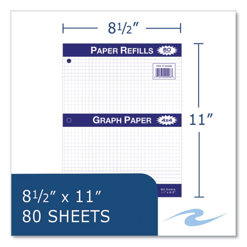Roaring Spring Graph Filler Paper 3-hole 8.5x11 Quadrille: 4 Sq/in 80 Sheets/pack 24 Packs/Case