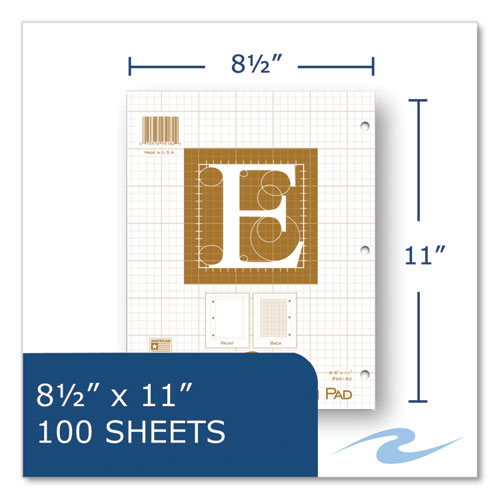 Roaring Spring Engineer Pad Quadrille Rule (5 Sq/in) 100 Buff 8.5x11 Sheets 24/Case