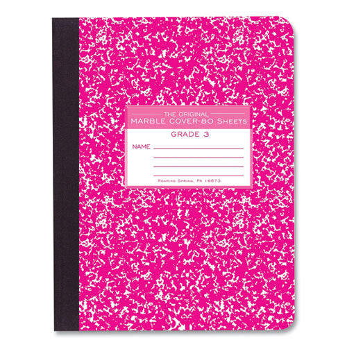 Roaring Spring Ruled Composition Book Grade 3 Manuscript Format Magenta Marble Cover (80) 9.75x7.5 Sheet 48/ct Ships In 4-6 Bus Days