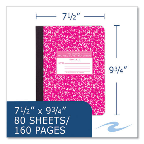 Roaring Spring Ruled Composition Book Grade 3 Manuscript Format Magenta Marble Cover (80) 9.75x7.5 Sheet 48/ct Ships In 4-6 Bus Days