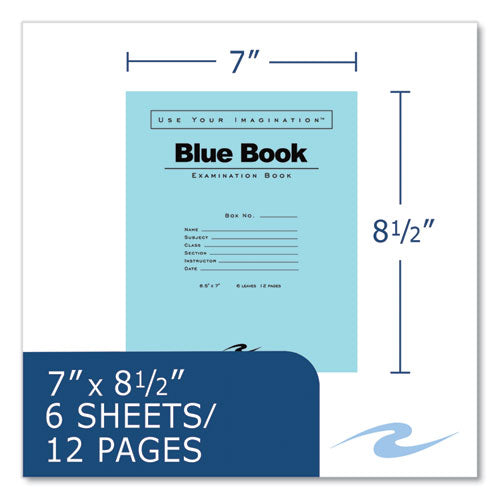 Roaring Spring Examination Blue Book Wide/legal Rule Blue Cover (6) 8.5x7 Sheets 1000/Case