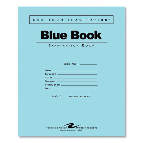Roaring Spring Examination Blue Book Wide/legal Rule Blue Cover (6) 8.5x7 Sheets 1000/Case