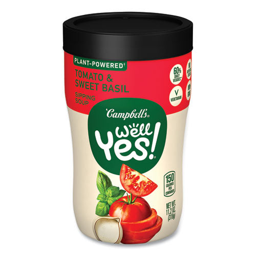 Campbell's Well Yes Tomato And Sweet Basil Sipping Soup 11.2 Oz Cup 8/Case