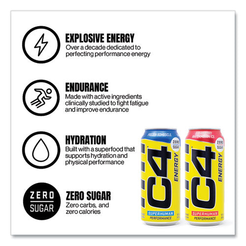 C4 Energy Drink Variety Pack Assorted Flavors 16 Oz Can 18/Case