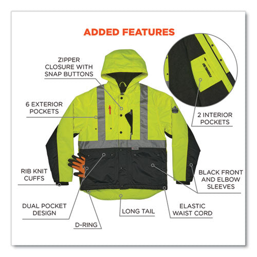 Ergodyne Glowear 8275 Class 2 Heavy-duty Hi-vis Workwear Sherpa Lined Jacket Medium Lime