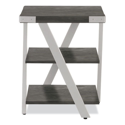 Safco End Table Square 20x20x25 Stone Gray Top Silver Base