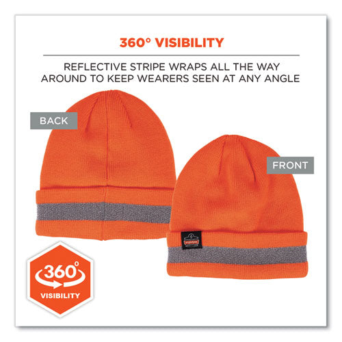 Ergodyne N-ferno 6803 Reflective Rib Knit Winter Hat One Size Fits Most Orange