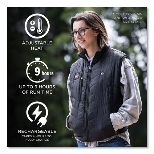 Ergodyne N-ferno 6495 Rechargeable Heated Vest With Batter Power Bank Fleece/polyester Medium Black