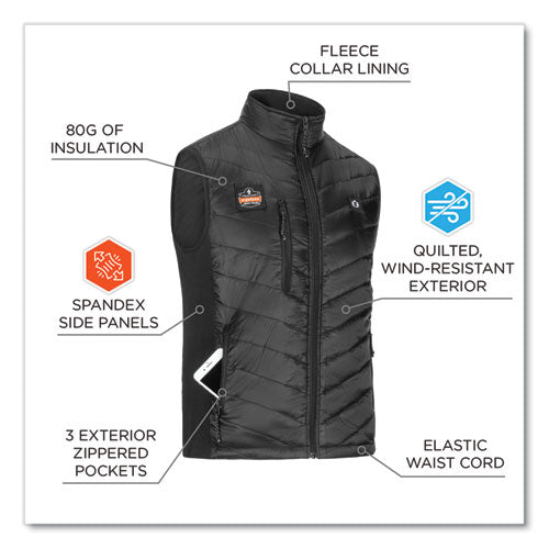 Ergodyne N-ferno 6495 Rechargeable Heated Vest With Batter Power Bank Fleece/polyester Medium Black