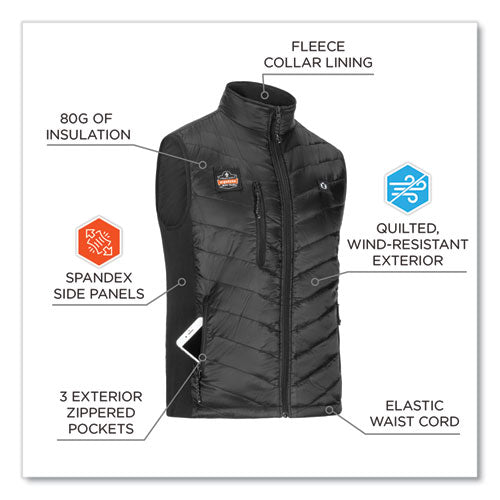 Ergodyne N-ferno 6495 Rechargeable Heated Vest With Battery Power Bank Fleece/polyester Large Black