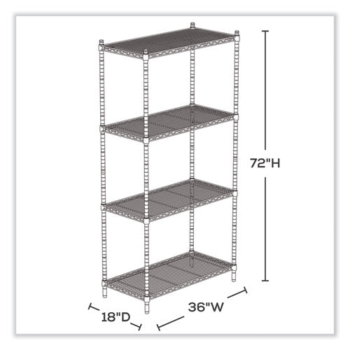 Safco Industrial Wire Shelving Four-shelf 36wx18dx72h Metallic Gray