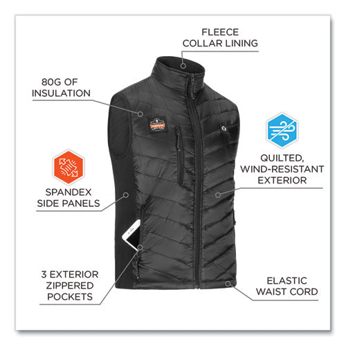 Ergodyne N-ferno 6495 Rechargeable Heated Vest With Battery Power Bank Fleece/polyester 2x-large Black