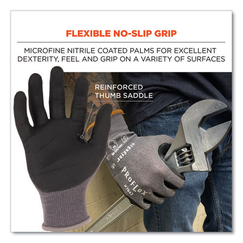 Ergodyne Proflex 7043 Ansi A4 Nitrile Coated Cr Gloves Gray Medium 12 Pairs