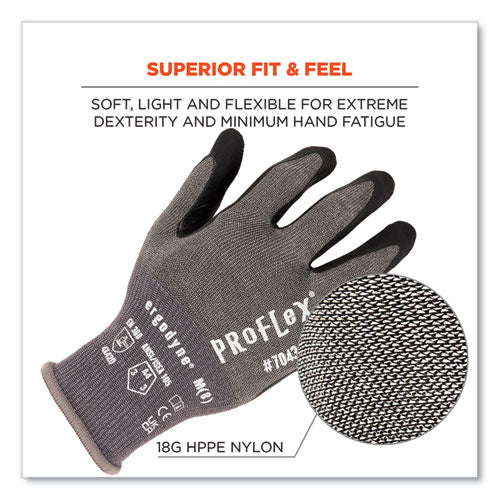 Ergodyne Proflex 7043 Ansi A4 Nitrile Coated Cr Gloves Gray Medium 12 Pairs