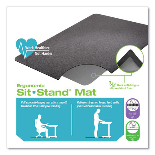 Deflecto Ergonomic Sit Stand Mat 53x45 Black 25/pallet