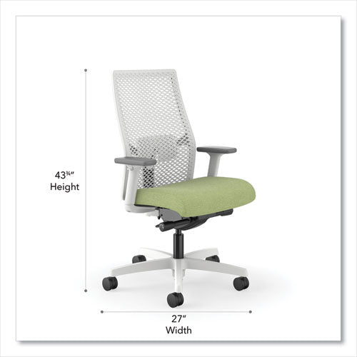 HON Ignition 2.0 Reactiv Mid-back Task Chair 17.25" To 21.75" Seat Height Fern Fabric Seat Designer White Back White Base