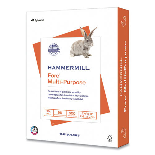 Hammermill Fore Multipurpose Print Paper 96 Bright 20 Lb 8.5x11 White 500 Sheets/ream 10 Reams/Case 40 Cartons/pallet