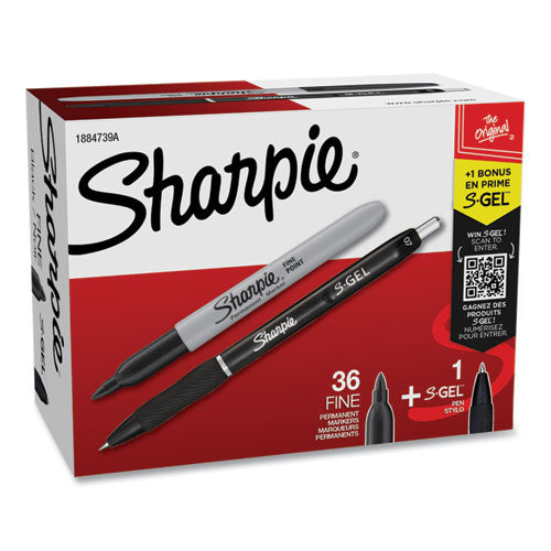 Sharpie Fine Tip Permanent Marker Value Pack With (1) Bonus S-gel 0.7 Mm Black Ink Pen Fine Bullet Tip Markers Black Ink 36/pack