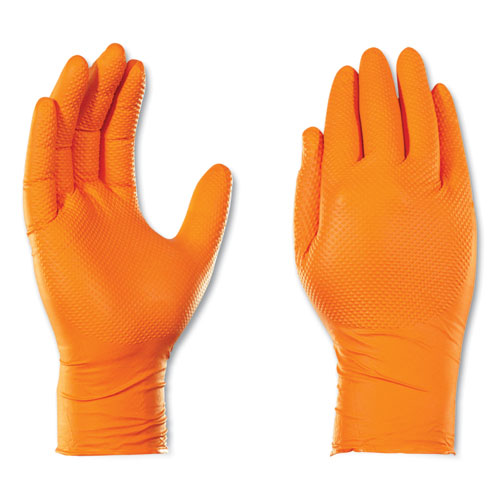 GloveWorks By AMMEX Heavy-duty Industrial Nitrile Gloves Powder-free 8 Mil X-large Orange 100 Gloves/box 10 Boxes/Case