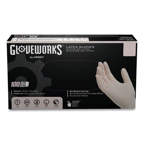 GloveWorks By AMMEX Latex Disposable Gloves Powder-free 4 Mil X-large Ivory 100 Gloves/box 10 Boxes/Case