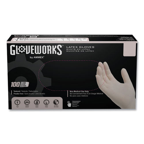 GloveWorks By AMMEX Latex Disposable Gloves Powder-free 4 Mil Large Ivory 100 Gloves/box 10 Boxes/Case