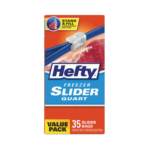 Hefty Slider Bags 1 Qt 2.5 Mil 7"x8" Clear 35 Bags/box 9 Boxes/Case