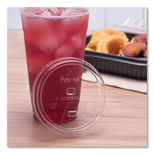 Karat Pet Lids Strawless Sipper Fits 12 Oz To 24 Oz Cold Cups Clear 1000/Case