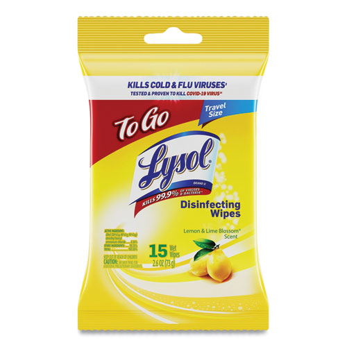 LYSOL Brand Disinfecting Wipes Flatpacks 1-ply 6.69x7.87 Lemon And Lime Blossom White 15 Wipes/flat Pack 24 Flat Packs/Case